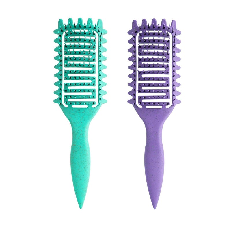Yingbtr Curl Defining Brush,2024 Curly Hair Brush,Vented Hair Brush for Detangling, Shaping and Defining Curls For Women and Men Less Pulling (Green Purple) - Image 1